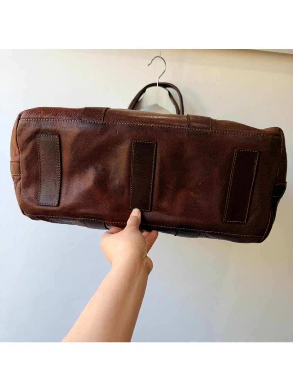 Frye Sylvia Large Travel Tote Handbag Brown Leather - Picture 6 of 14